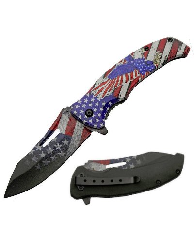 Flying Eagle United States Flag spring assist knife